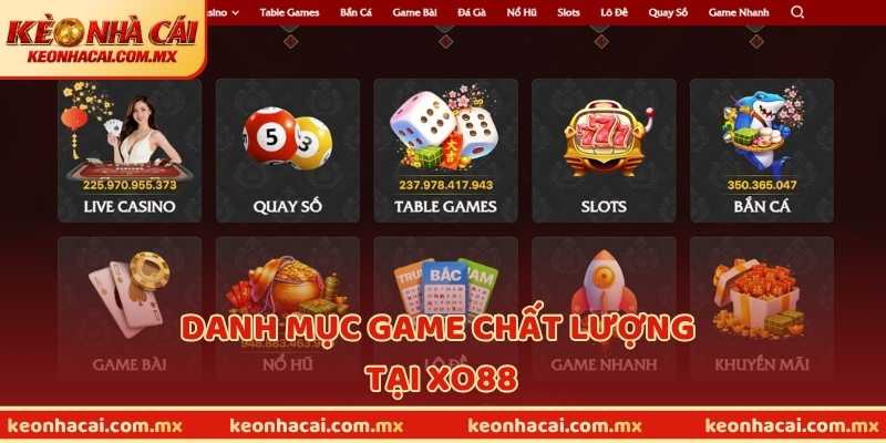Danh mục game chất lượng tại XO88