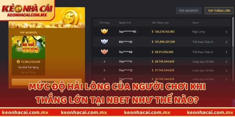 Mức độ hài lòng của người chơi khi thắng lớn tại NBET như thế nào?